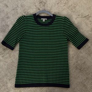 COS Green and Navy Striped Sweater